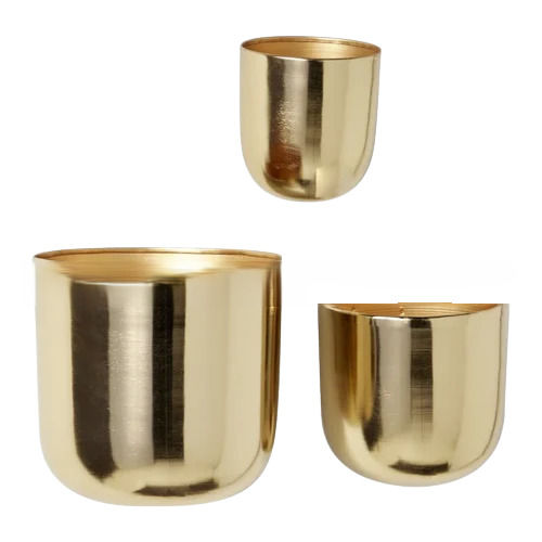 Corrosion Resistance Polished Finish Round Brass Wall Planter Set