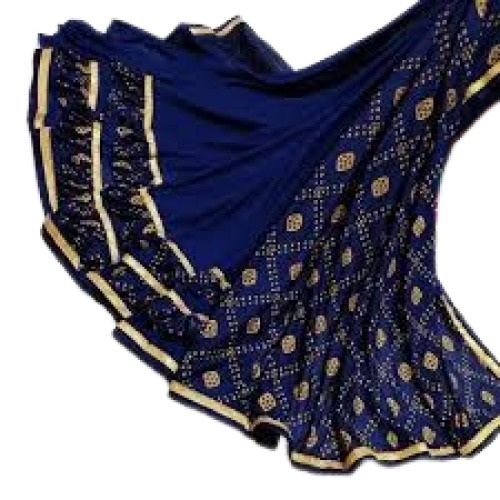 Summer Ladies Navy Blue With Golden Printed Party Wear Bandhani Silk Saree 