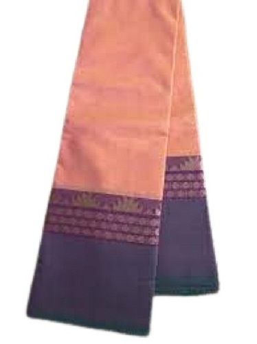 Casual Ladies Plain Peach Formal Wear Cotton Saree