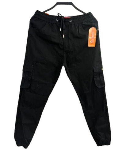 Black  Washable And Casual Wear Plain Cotton Jogger Pant For Men