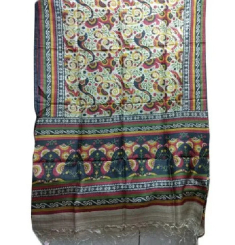 मल्टीकलर 2.5 मीटर 34 इंच हवा पार होने योग्य और त्वचा के अनुकूल पार्टी वियर प्रिंटेड स्पून सिल्क दुपट्टा