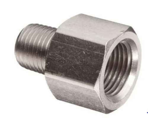 Silver 3 X 1 X 3 Inches Round 70 Hrc Stainless Steel Hose Adapter