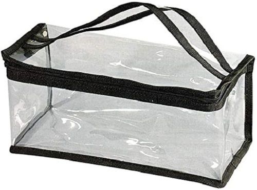 31x10x2 Inches Hand Length Handle Plain Transparent Cosmetic Bag 