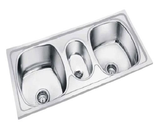 Corrosion Resistant 3X2 Foot Rectangular Chrome Finish Stainless Steel Kitchen Sink 