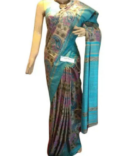 Comfortable Bollywood Style Lace Closure Printed Pure Silk Saree With Blouse