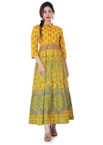 Multicolor Modern Comfortable Wear Beautiful Printed Short Sleeves Cotton Gown 