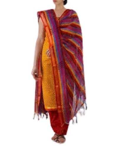 Indian Printed Sleeveless Cotton Salwar Kameez With Dupatta