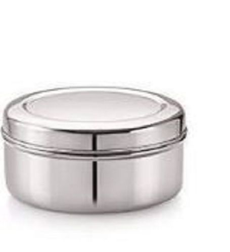 Silver Round Polished Stainless Steel Lunch Box