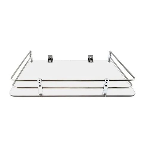 Square Stainless Steel and Acrylic Set Top Box Stand for Home - 12 x 10 Inches | Lightweight Design, Polished Finish, Durable with 0.2 mm Thickness Tolerance