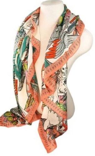 30 Inch Long Printed Fancy Silk Scarve For Ladies