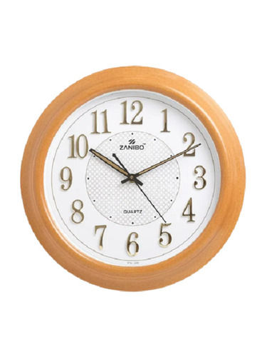 Brown 350 Gram Modern Designer Round Plastic And Glass Wall Clock 