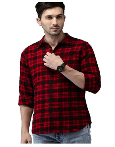 Casual Wear Full Sleeve Straight Collar Soft Cotton Check Shirt For Men  Age Group: 18 To 45