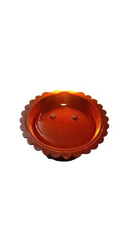 Brown Electric Operated Led Lighting Round Shape Plain Pattern Decorative Diya