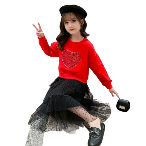 Full Sleeves Classic Collar Modern Style Plain Pattern Top And Long Lace Skirt Age Group: 0-5 Years