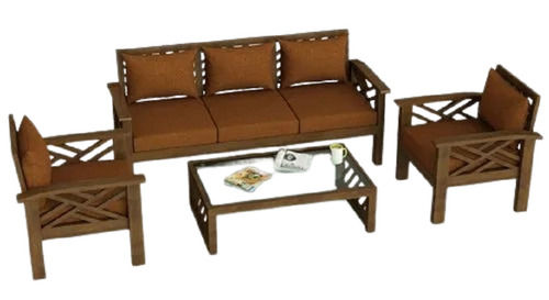 Polished Finish Non Inflatable Machine Made Strong Solid Wooden Sofa Set No Assembly Required