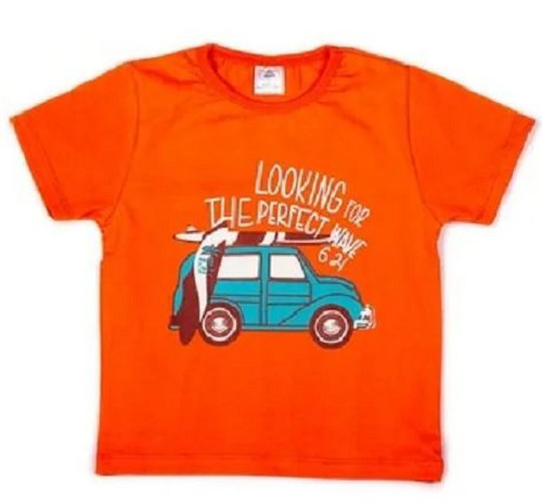 Soft Cotton Short Sleeve O Neck T-Shirt for Boys - M Size Orange Color Comfortable Fit for 5 to 8 Years Old Perfect for Any Occasion