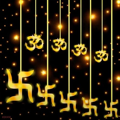 X4Cart Swastik Om Curtain LED Lights 6 Swastik 6 Om with 8 Flashing Mode 3 Meter 114 LED Waterproof Decorative String Light for Indoor Outdoor Decoration (12 Om Swastik, Warm White)