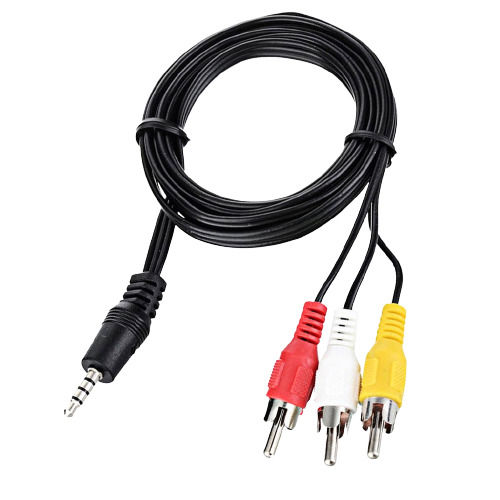 Black 1 Meter Pvc Insulation 3.5Mm Jack 3 Pin Rca Cable For Television