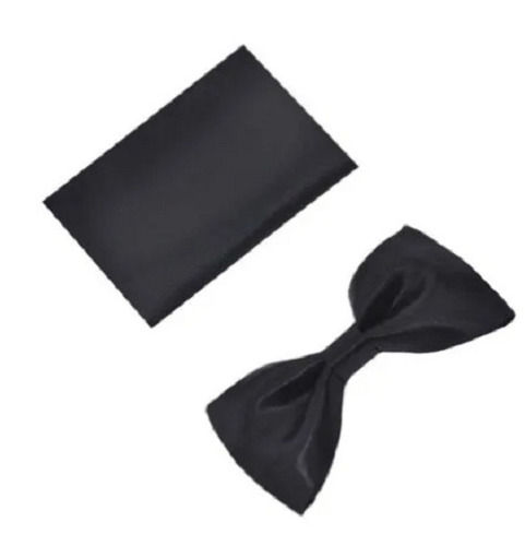 Black 10 Cm Plain Cotton Satin Bow Tie For Mens Use