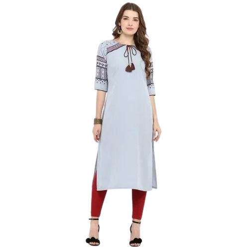 3-4Th Sleeve Casual Wear Skin Friendly Printed Chiffon Kurti  Bust Size: Na Nanometer (Nm)