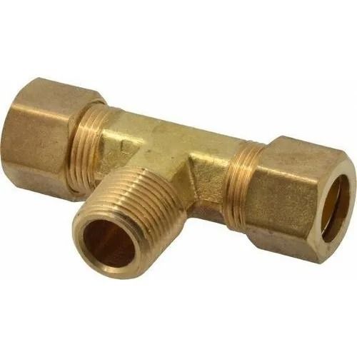 Golden 3 Inches Round Polish Finished Brass Tee For Fitting