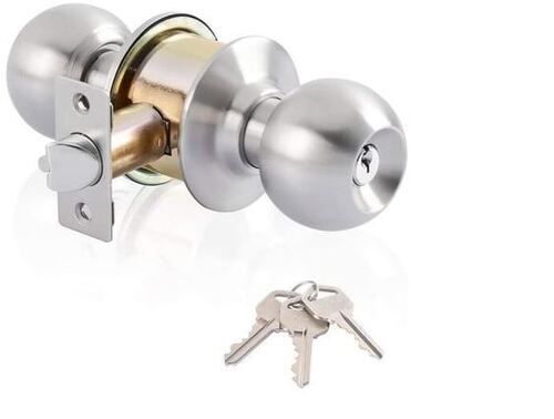 3 Layer Security Round Glossy Alloy Steel Door Knob Lock With 3 Keys