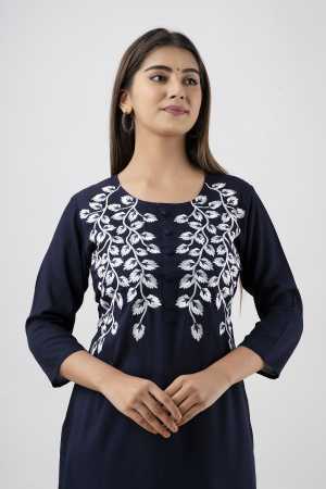 Ladies kurti embroidered blue