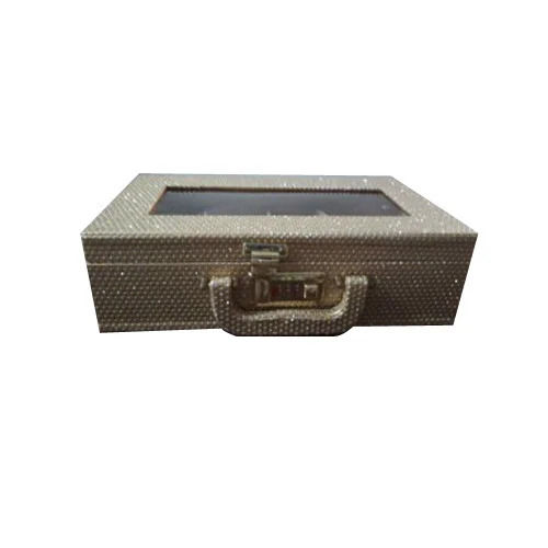 10x8 Inches Artificial Square Golden Finish Attached Handles Wooden Box