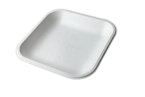 175X175 Mm Disposable Matte Finish Bagasse Square Plate  Na