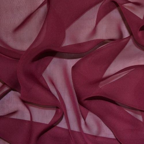 Maroon 30 Kg/M3 Skinny Friendly And Washable Plain Dyed Nylon Chiffon Fabric