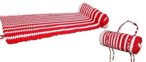 White And Red 7 X 2 Feet Rectangular Striped Style Soft Cotton Single Beach Matterss