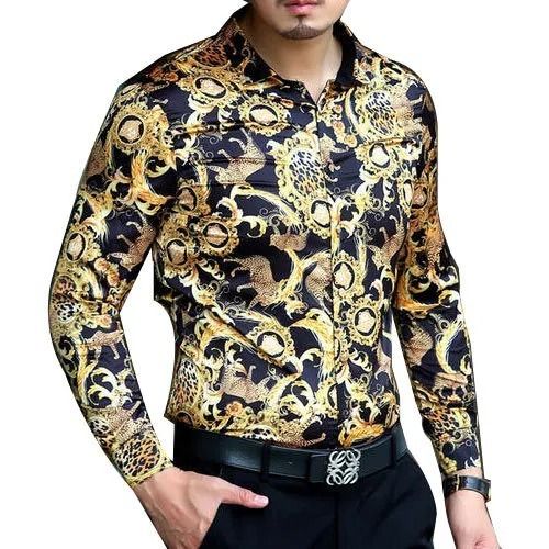 Button Closure Anti Wrinkle Soft Cotton Silk Printed Shirt For Mens Age Group: 18 To 35