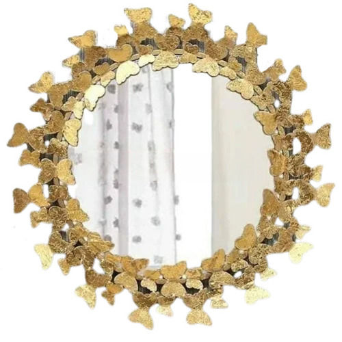 Golden Corrosion Resistance Paint Coated Brass Cover Wall Mounted Flower Design Decorative Mirror