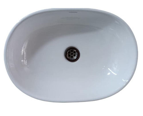 White Glossy Finish Wall Mounted Connection Oval Corian Washbasin For Home