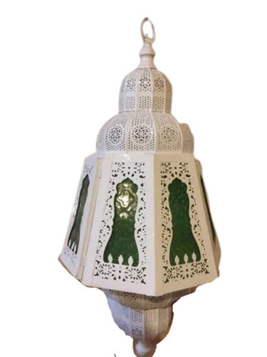 Iron And Glass Body Wall Mounted Hexagonal Electric Decorative Lantern For Indoor