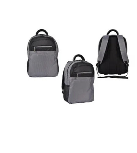 Grey And Black Strong Stiff Plain Design Attached Handles Zipper Top Sealing Laptop Backpack Bag