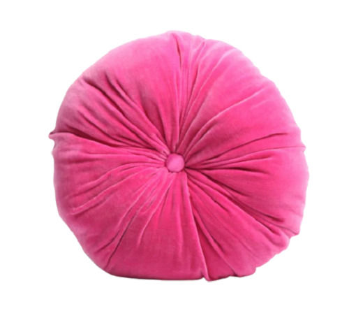 Pink 12 X 12 Inches Cotton Filling Plain Velvets Round Cushions For Home And Hotel