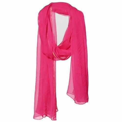 44-45 Inch Width 100-150 Gsm Ladies Pink Plain Chiffon Dupatta