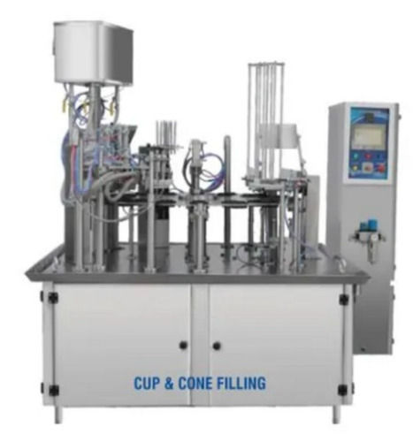 Silver 5X3X6 Foot 240 Volt 3 Hp Automatic Ice Cream Cone Filling Machine