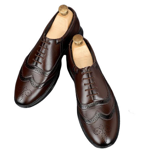 Brown Comfortable Medium Heals Casual Wear Leather Designers Shoes For Men