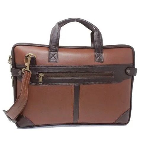 Brown Customizable Zipper Top Leather Moisture Proof Messenger Bag For Laptop Use