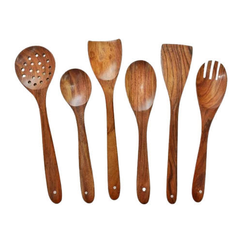 Moisture Proof Polished Wooden Spoon, Set Of Six Piece