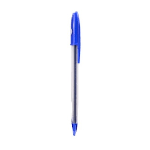 Blue Plain Long Shape Smooth Writing Thin Nib Plastic Ball Pen 10 Piece
