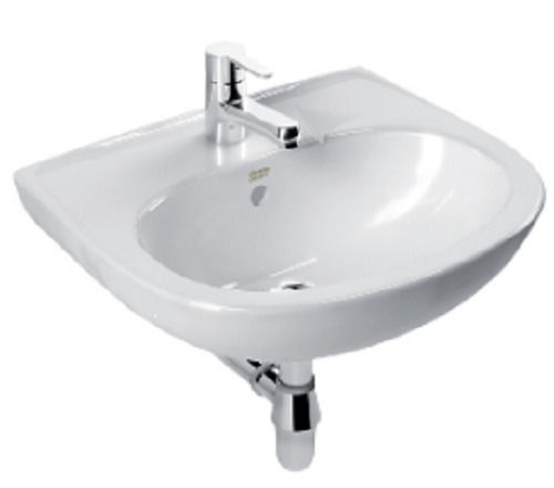 18x10 Inches Glossy Finish Wall Mounted Ceramic Wash Basin