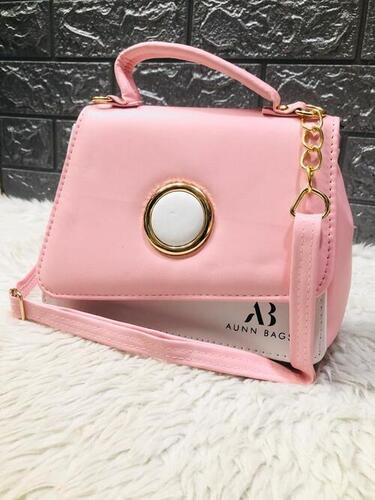 Brass Machine Made Casual Ladies Pink Leather Designer Sling Bag