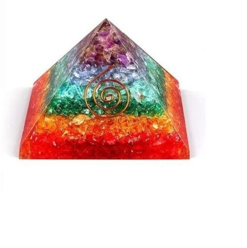 Polished Seven Chakra Synthetic Orgone Pyramid for Decoration Use