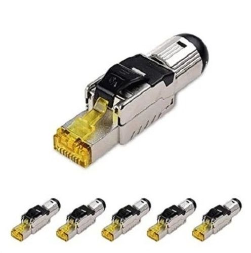 Rectangular Lightweight Round Back Metal Cat 6A Field Termination Plug Application: Telecom / Communication