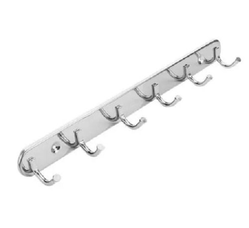 Silver 10 Inch Wall Mounted Rectangular Polished Stainless Steel Coat Hooks