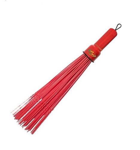 16 Inch Color Coated And Lightweight Plastic Broom For Floor Cleaning - Plastic Material, Red Color, Double Edges for Efficient Debris Removal | Comfortable Handle, Easy-to-Clean Bristles