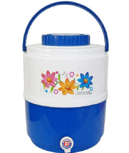 Blue And Wight 20 Liter Capacity Plastic Round Polished Water Camper With Handle